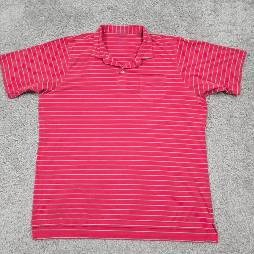 B. Draddy Polo Shirt Mens XXL Pink Striped Pima Cotton‎ Stretch Golf Preppy